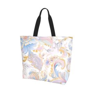 Baroque Floral Style Tote Bag 017