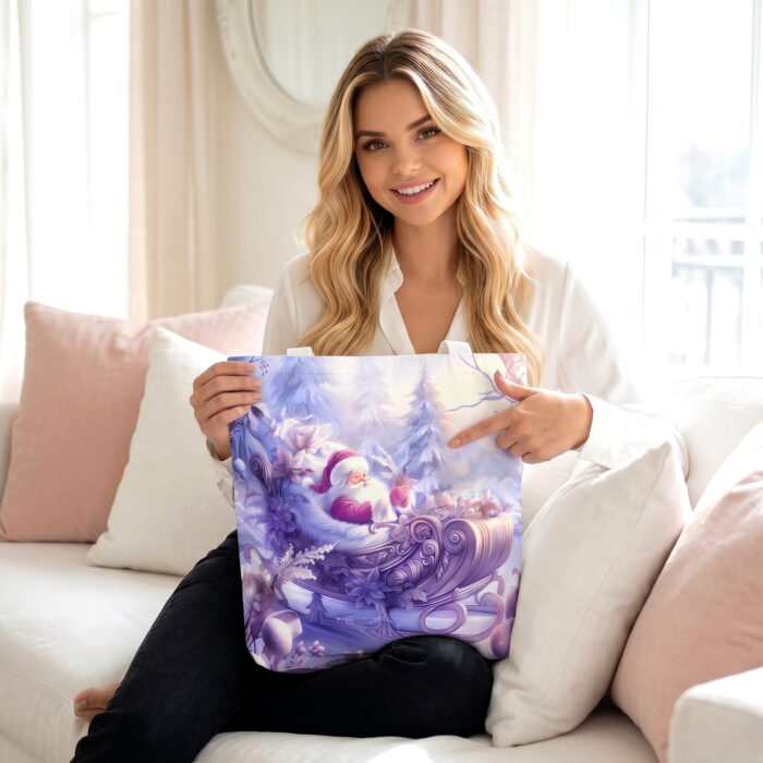 A_close-up_of_the_woman_202606190124 Enchanted Santa Sleigh Canvas Tote Bag — Whimsical Design - Image 1