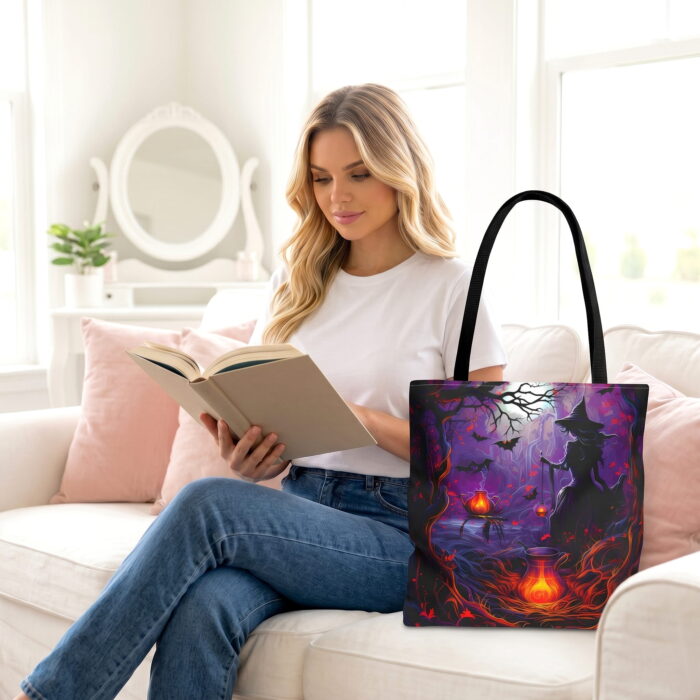 A_photorealistic_image_of_the_202606240255 (1) Witch Cauldron Night Canvas Tote Bag – Halloween Feast Print - Image 1
