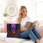 Spooky Pumpkin Jack-O'-Lantern Tote Bag – Halloween Feast Print - Image 3