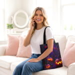 Spooky Jack-O'-Lantern Pumpkin Tote Bag – Halloween Feast Print - Image 2