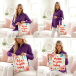 Shine Brightly Today Floral Canvas Tote Bag – Inspirational Print - Image 4