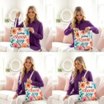 Today I Choose Joy Floral Canvas Tote Bag – Inspirational Print - Image 4