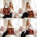 Red Damask Baroque Canvas Tote Bag – Ornate Gold Print - Image 4