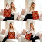 Gold Damask Baroque Canvas Tote Bag – Ornate Design Print - Image 4