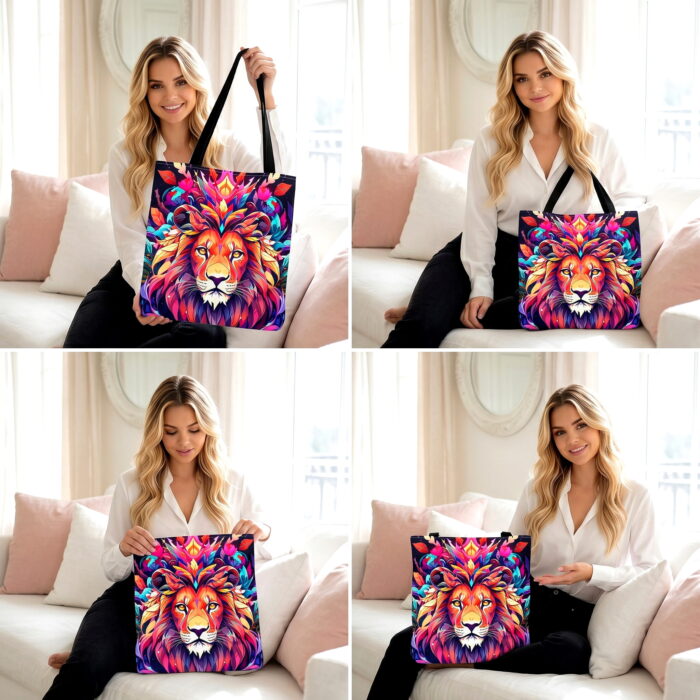 Vibrant Lion King Canvas Tote Bag – Colorful Boho Print - Image 4