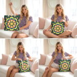 Vibrant Yellow Floral Mandala Tote Bag – Boho Floral Print - Image 4