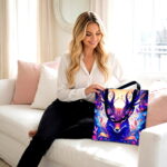 Mystical Deer Antler Canvas Tote Bag – Vibrant Floral Design - Image 2