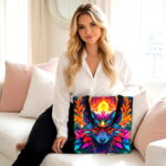Vibrant Wolf Spirit Canvas Tote Bag – Colorful Boho Design - Image 2