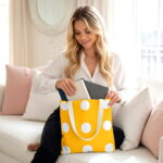 Yellow Polka Dot Canvas Tote Bag – Classic Retro Print Design - Image 2