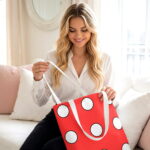 Red Polka Dot Canvas Tote Bag – Classic Retro Print Design - Image 2