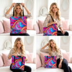 Vibrant Psychedelic Swirl Canvas Tote Bag – Colorful Abstract Art - Image 4