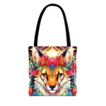 Mystic Lion Floral Crown Canvas Tote Bag – Celestial Animal  Design - Image 5