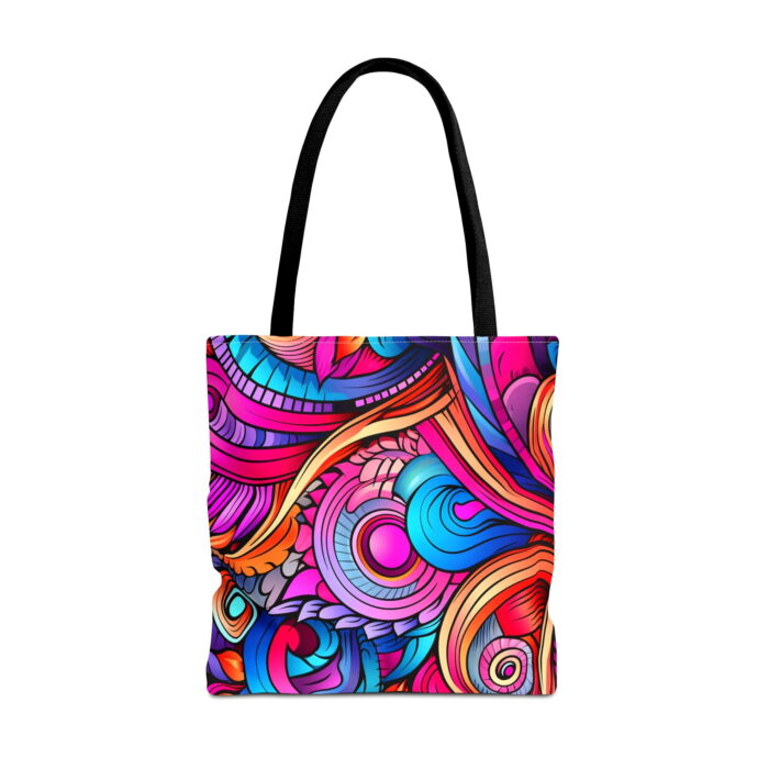 Vibrant Psychedelic Swirl Canvas Tote Bag – Colorful Abstract Art - Image 5