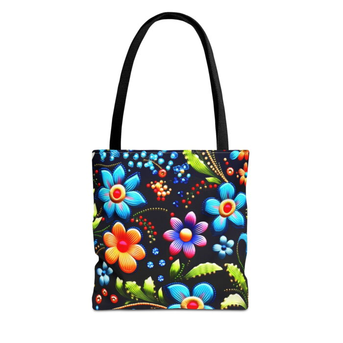 Floral Bright Folk Night Canvas Tote Bag – Ornate Enamel Print - Image 5