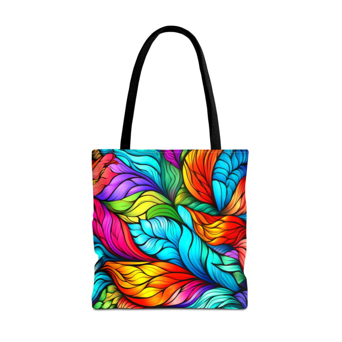 Vibrant Rainbow Feather Canvas Tote Bag – Colorful Abstract Art - Image 5