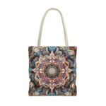 Turquoise Mandala Floral Canvas Tote Bag – Modern Boho Print - Image 5