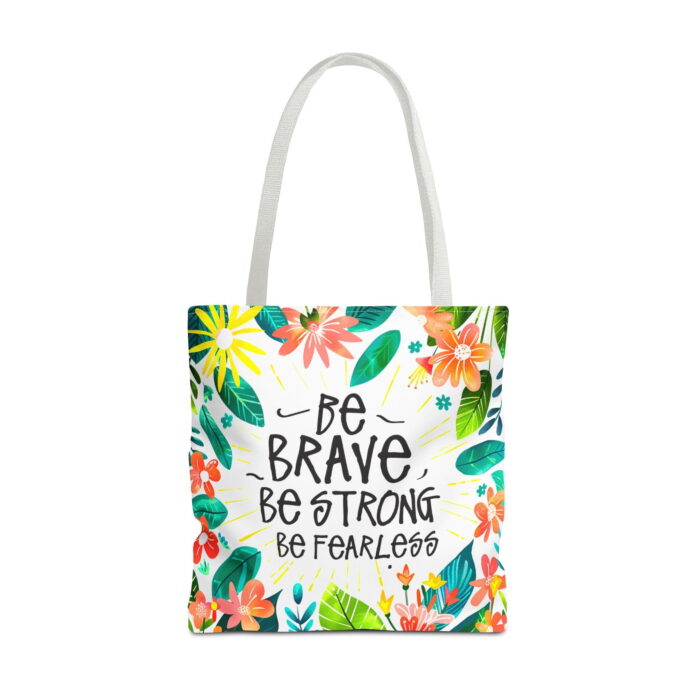 Be Brave Be Strong Floral Butterfly Tote Bag – Inspirational Print - Image 5
