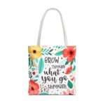 Grow Through Floral Butterfly Tote Bag – Inspirational Print - Image 5