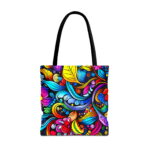 Vibrant Floral Swirl Canvas Tote Bag – Colorful Boho Print - Image 4