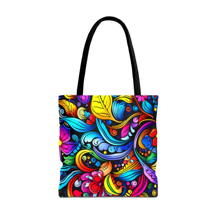 Vibrant Floral Swirl Canvas Tote Bag – Colorful Boho Print - Image 4