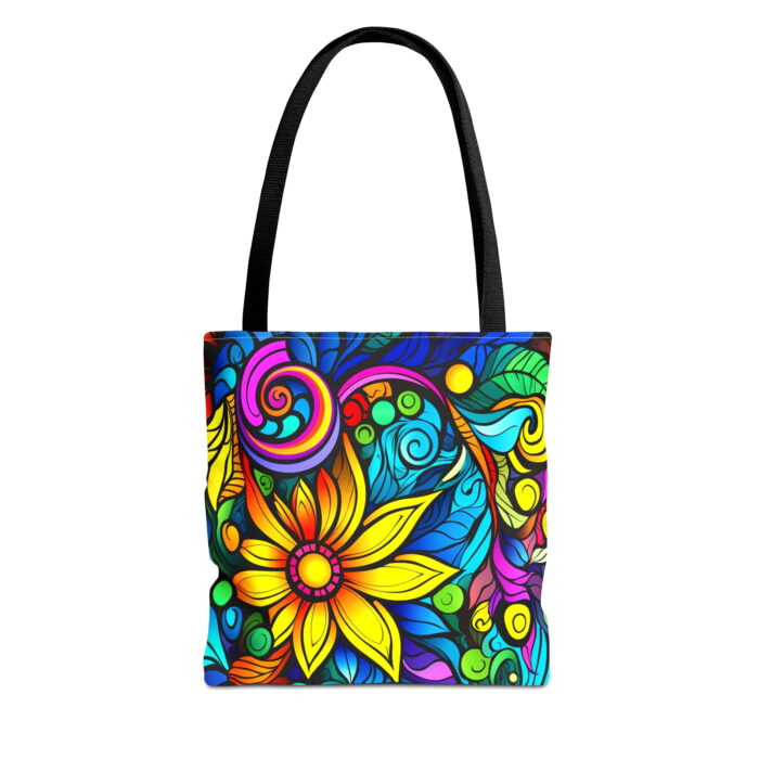Vibrant Sunflower Mandala Canvas Tote Bag – Colorful Boho Print - Image 5