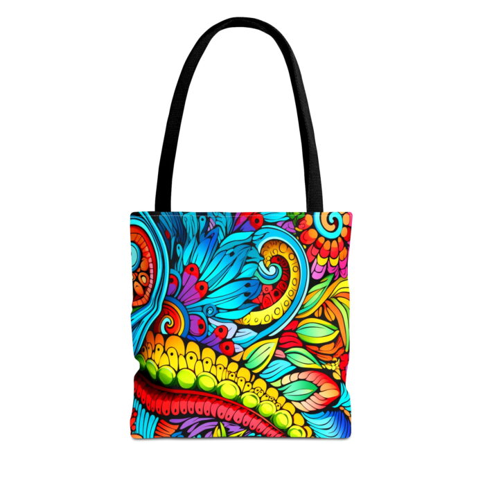 Vibrant Boho Paisley Canvas Tote Bag – Colorful Abstract Art - Image 5