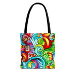 Vibrant Rainbow Swirl Canvas Tote Bag – Colorful Abstract Art - Image 5