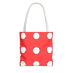 Red Polka Dot Canvas Tote Bag – Classic Retro Print Design - Image 5