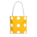 Yellow Polka Dot Canvas Tote Bag – Classic Retro Print Design - Image 5