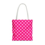 Hot Pink Floral Dot Canvas Tote Bag – Cute Retro Print - Image 5