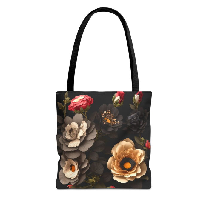 Dark Floral Bouquet Canvas Tote Bag – Elegant Vintage Print - Image 5