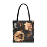 Dark Botanical Rose Canvas Tote Bag – Elegant Vintage Print - Image 5