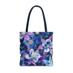 Blue Clematis Floral Canvas Tote Bag – Botanical Design Print - Image 5