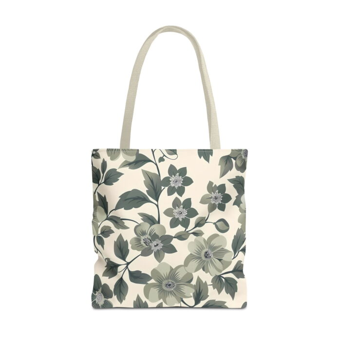 Sage Green Botanical Canvas Tote Bag – Elegant Floral Print - Image 5
