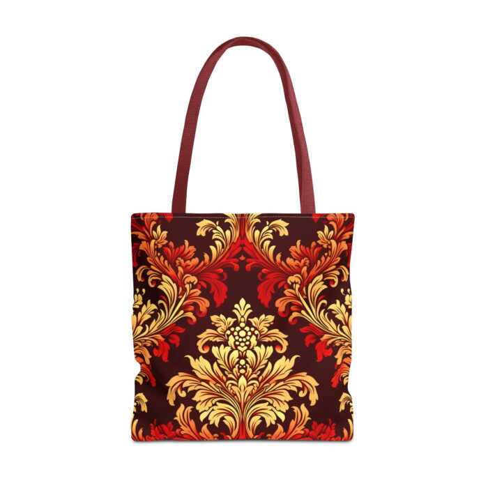 Fiery Damask Baroque Canvas Tote Bag – Ornate Gold Print - Image 5