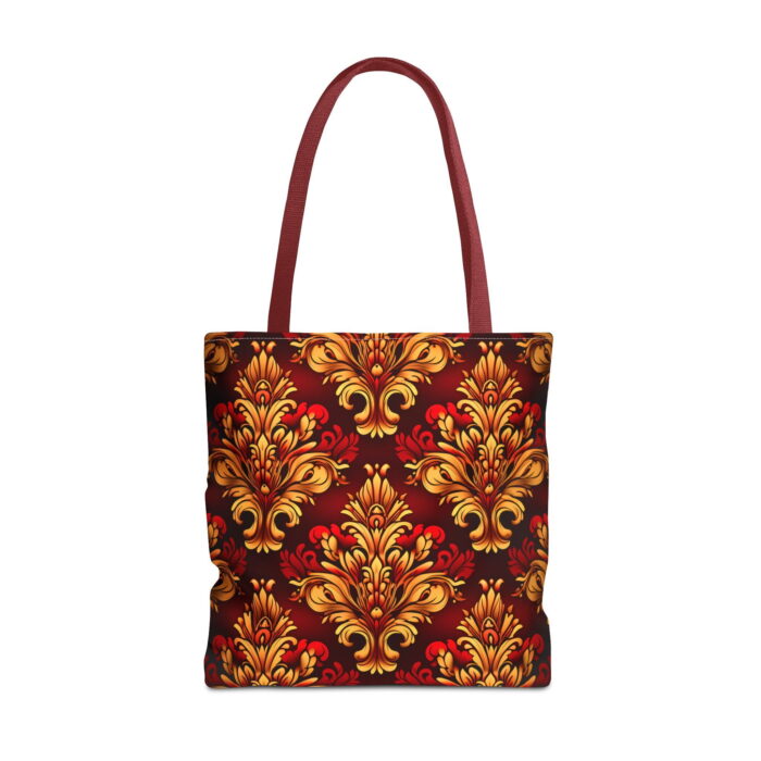 Burgundy Gold Damask Canvas Tote Bag – Ornate Baroque Print - Image 5