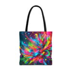 Neon Color Explosion Canvas Tote Bag – Abstract Splash Print - Image 5