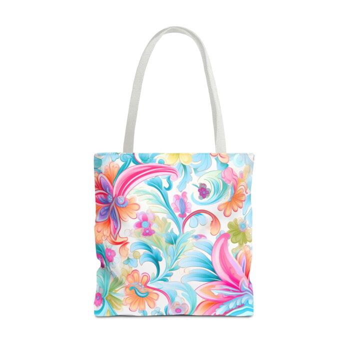 Pastel Floral Paisley Canvas Tote Bag – Vibrant Boho Print - Image 5