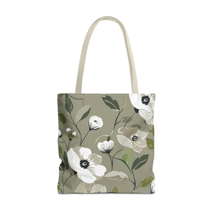 Sage Green Botanical Canvas Tote Bag – Elegant Floral Print - Image 5