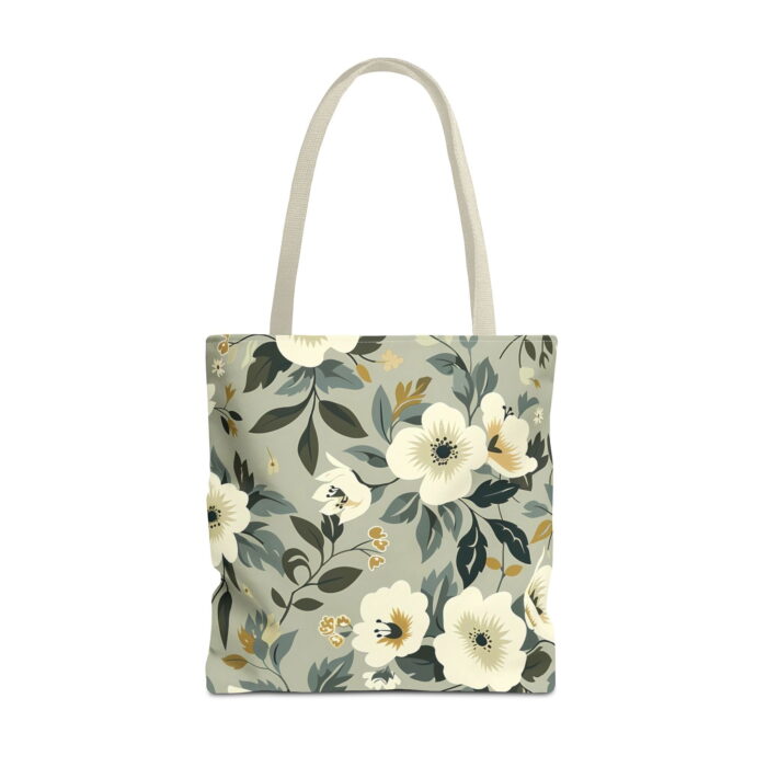 Olive Green Blossom Canvas Tote Bag – Elegant Botanical Print - Image 5