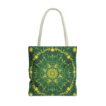 Gold Green Mandala Canvas Tote Bag – Boho Floral Print - Image 5