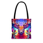 Vibrant Deer Antler Canvas Tote Bag – Colorful Nature Art - Image 5