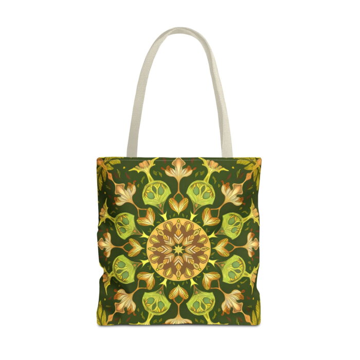 Olive Botanical Mandala Canvas Tote Bag – Ornate Nature Print - Image 5
