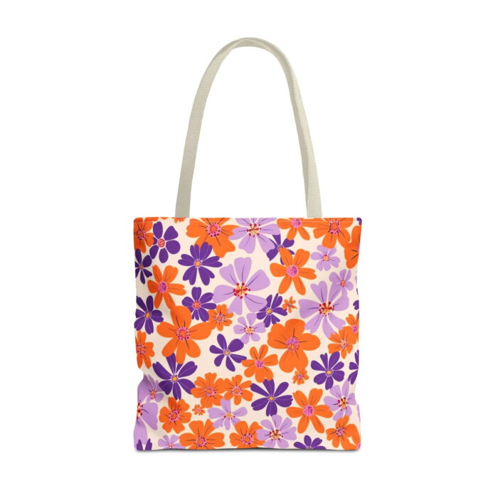 Retro Orange Daisy Canvas Tote Bag – Groovy Floral Print - Image 5
