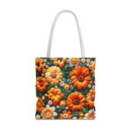 Autumn Marigold Floral Canvas Tote Bag — Textured Floral Print - Image 5
