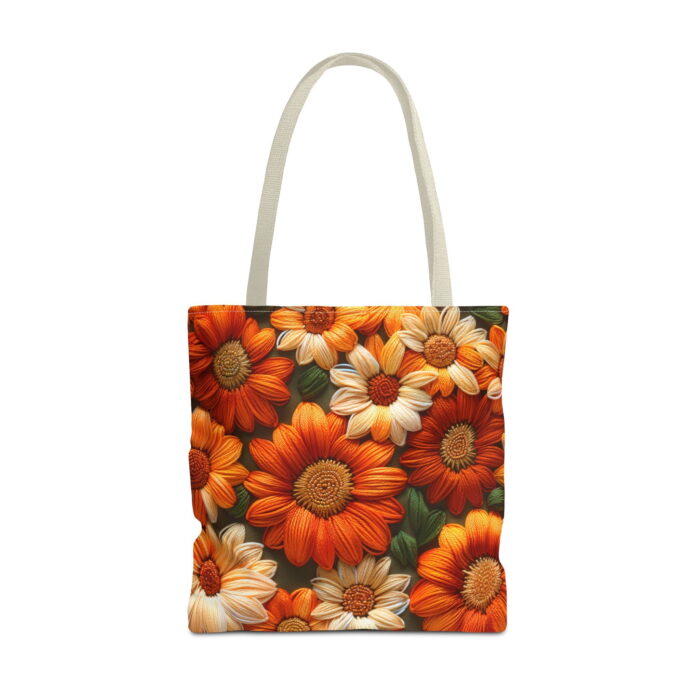 Autumn Daisy Orange Floral Tote Bag — Textured Floral Print - Image 5