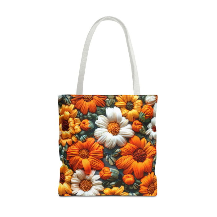 Autumn Orange White Daisy Tote Bag – Textured Floral Print - Image 4