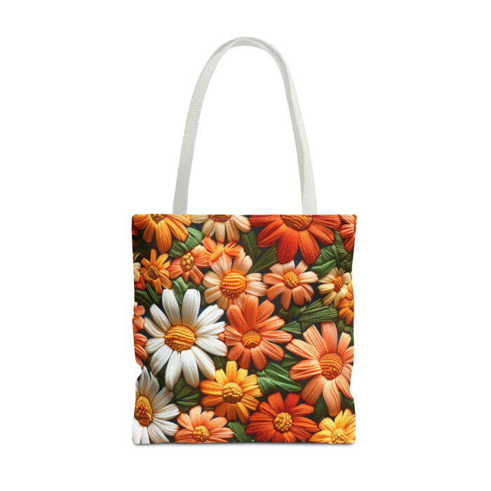 White Garden Floral Daisy Tote Bag – Textured Floral Print - Image 5