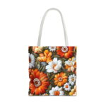 Floral Orange Daisy Canvas Tote Bag – Vintage Garden Design - Image 5